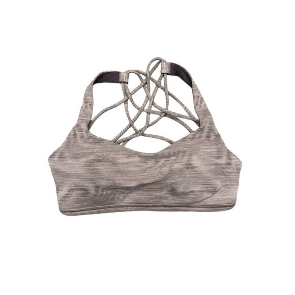 Lululemon Free To Be Wild Bra Light A/B Sz 4 Purple Gray Stripes - Picture 1 of 4